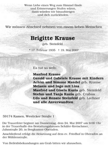 Traueranzeige von Brigitte Krause von Tageszeitung