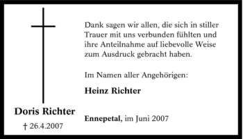 Traueranzeige von Doris Richter von Tageszeitung