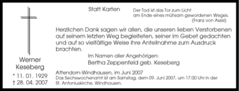 Traueranzeige von Werner Keseberg von Tageszeitung