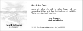 Traueranzeige von Ewald Schiming von Tageszeitung