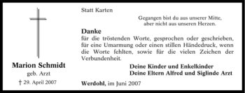Traueranzeige von Marion Schmidt von Tageszeitung