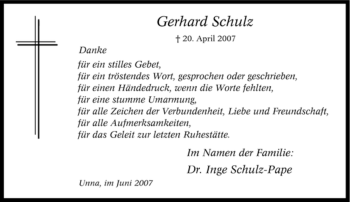 Traueranzeige von Gerhard Schulz von Tageszeitung