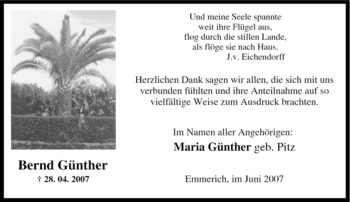 Traueranzeige von Bernd Günther von Tageszeitung