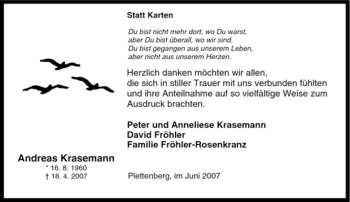 Traueranzeige von Andreas Krasemann von Tageszeitung
