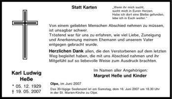 Traueranzeige von Karl Ludwig Heße von Tageszeitung