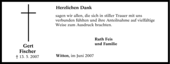 Traueranzeige von Gert Fischer von Tageszeitung
