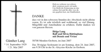 Traueranzeige von Günther Lang von Tageszeitung