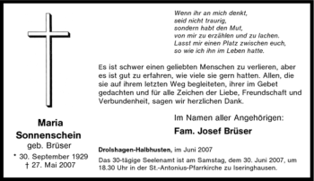 Traueranzeige von Maria Sonnenschein von Tageszeitung