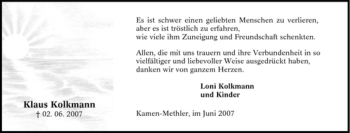Traueranzeige von Klaus Kolkmann von Tageszeitung