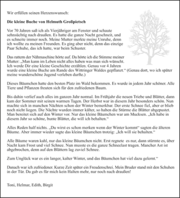Traueranzeige von Helmuth Großpietsch von Tageszeitung