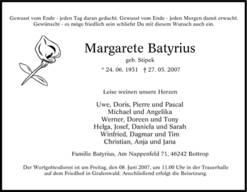 Traueranzeige von Unbekannt Mar von Tageszeitung