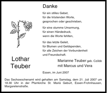 Traueranzeige von Lothar Teuber von Tageszeitung