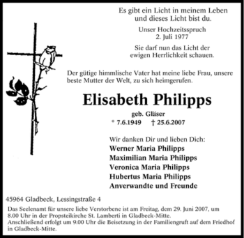 Traueranzeige von Elisabeth Philipps von Tageszeitung