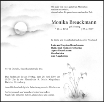 Traueranzeige von Monika Breuckmann von Tageszeitung