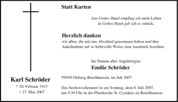 Traueranzeige von Karl Schröder von Tageszeitung