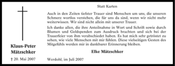 Traueranzeige von Klaus-Peter Mätzschker von Tageszeitung