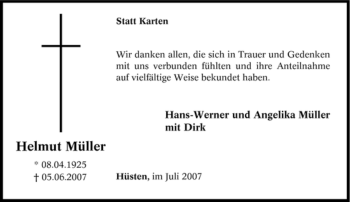 Traueranzeige von Helmut Müller von Tageszeitung