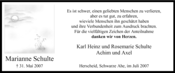 Traueranzeige von Marianne Schulte von Tageszeitung