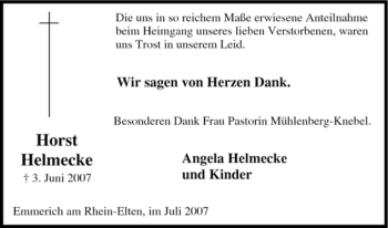 Traueranzeige von Horst Helmecke von Tageszeitung