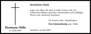 Traueranzeige von Hermann Nölle von Tageszeitung