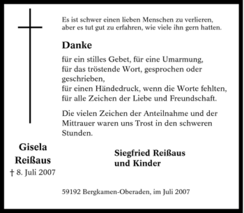 Traueranzeige von Gisela Reißaus von Tageszeitung