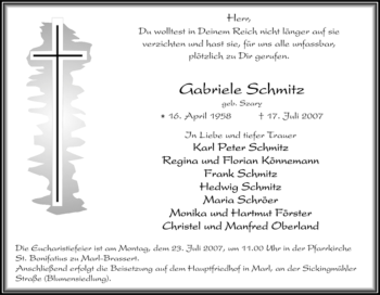 Traueranzeige von Gabriele Schmitz von Tageszeitung