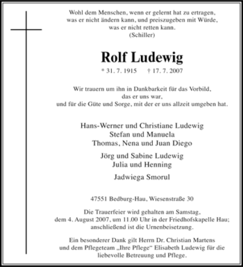 Traueranzeige von Hans-Werner und Christiane Ludewig von Tageszeitung