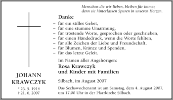 Traueranzeige von Johann Krawczyk von Tageszeitung