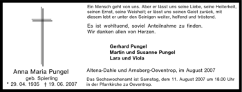 Traueranzeige von Anna Maria Pungel von Tageszeitung