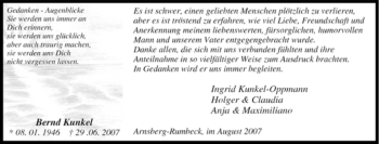 Traueranzeige von Bernd Kunkel von Tageszeitung