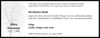 Traueranzeige von Horst Neumann von Tageszeitung