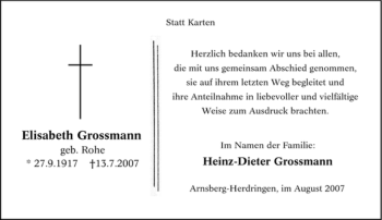 Traueranzeige von Heinz-Dieter Grossmann von Tageszeitung