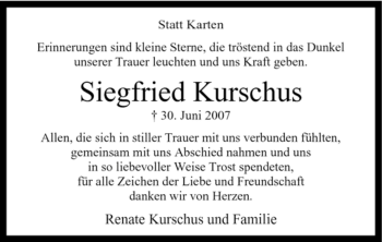 Traueranzeige von Siegfried Kurschus von Tageszeitung