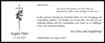 Traueranzeige von Angelo Patti von Tageszeitung