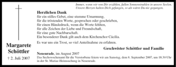 Traueranzeige von Margarete Schöttler von Tageszeitung