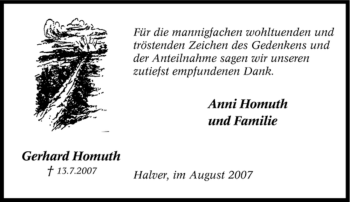 Traueranzeige von Gerhard Homuth von Tageszeitung