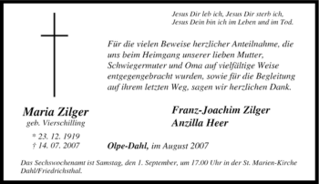 Traueranzeige von Maria Zilger von Tageszeitung