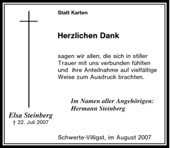 Traueranzeige von Elsa Steinberg von Tageszeitung