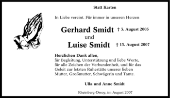 Traueranzeige von Gerhard Smidt von Tageszeitung