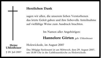 Traueranzeige von Heinrich Uhlenheuer von Tageszeitung