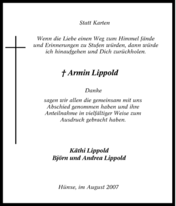 Traueranzeige von Armin Lippold von Tageszeitung