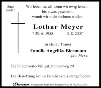 Traueranzeige von Lothar Meyer von Tageszeitung