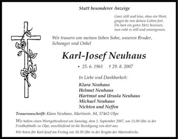 Traueranzeige von Karl-Josef Neuhaus von Tageszeitung