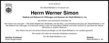 Traueranzeige von Werner Simon von Tageszeitung