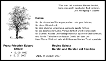 Traueranzeige von Franz-Friedrich Eduard Schulz von Tageszeitung
