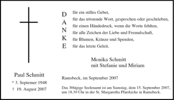 Traueranzeige von Paul Schmitt von Tageszeitung