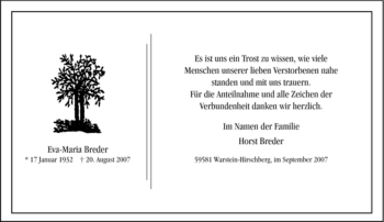 Traueranzeige von Eva-Maria Breder von Tageszeitung