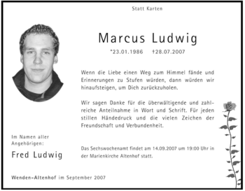 Traueranzeige von Marcus Ludwig von Tageszeitung