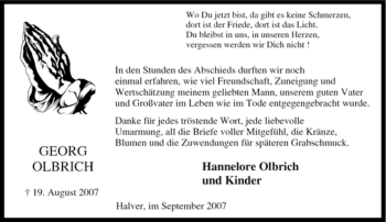 Traueranzeige von Georg Olbrich von Tageszeitung