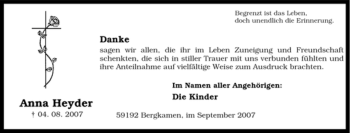 Traueranzeige von Anna Heyder von Tageszeitung